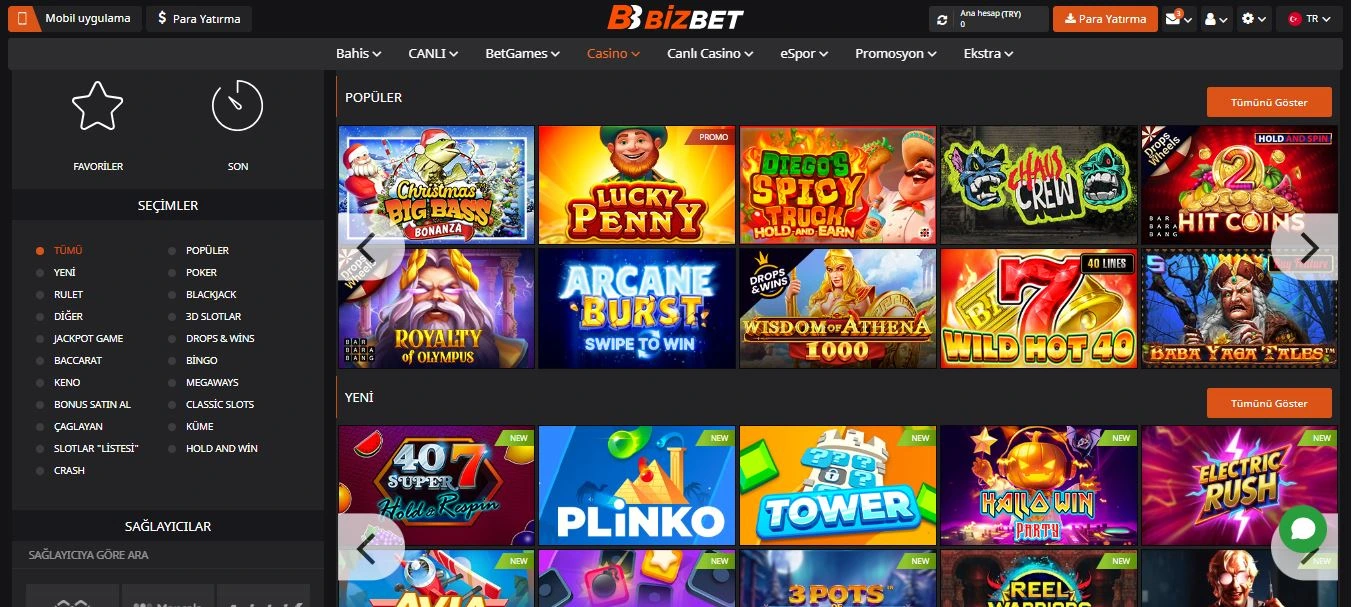 bizbet casino giriş - slot oyunları