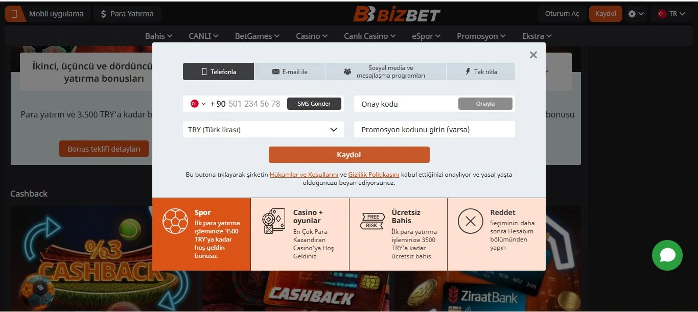 bizbet güncel giriş ve kayıt sayfası